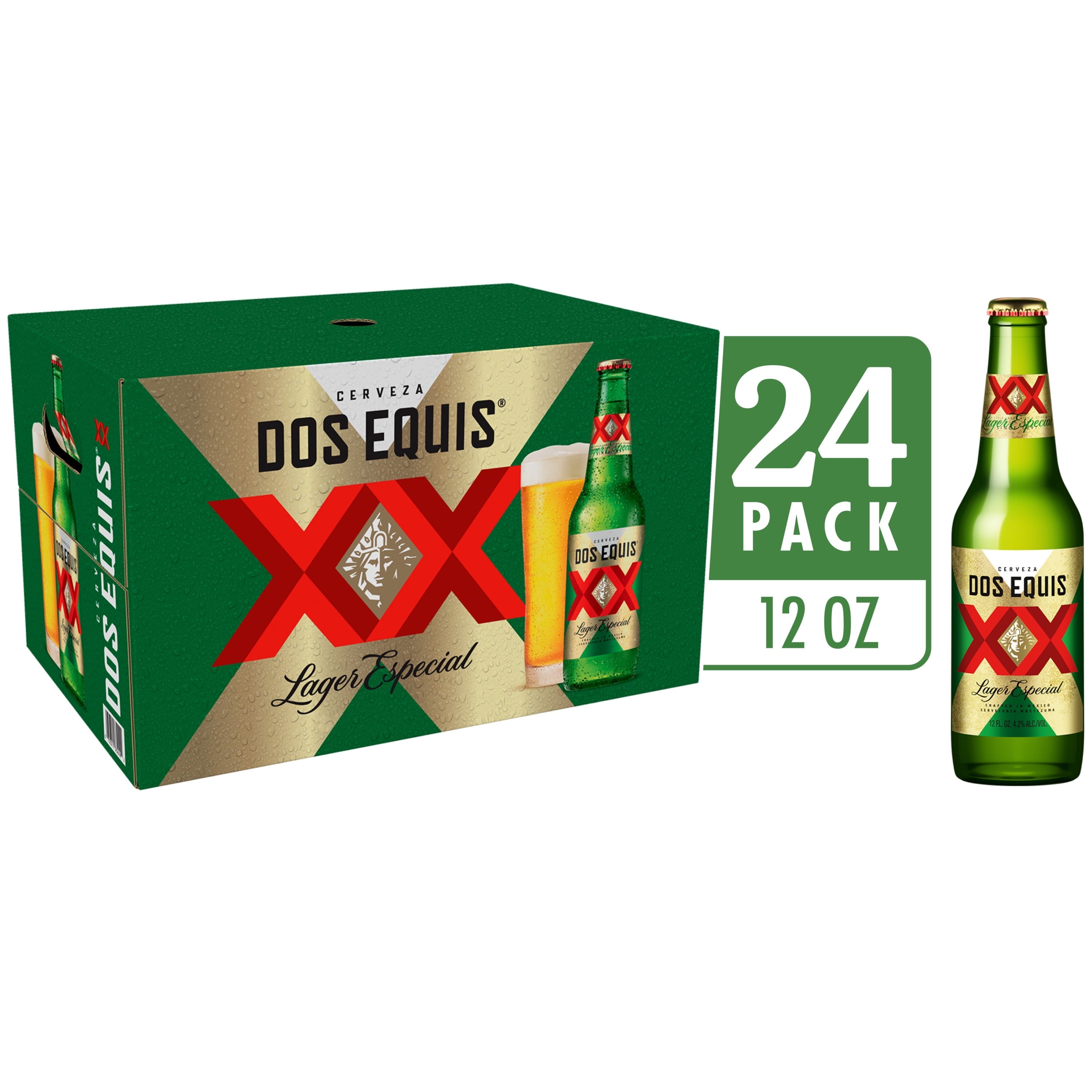 Dos Equis Mexican Lager Beer, 24 Pack, 12 fl oz Bottles, 4.2 Alcohol