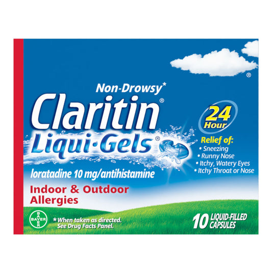 Claritin Liqui-Gels 24 Hour Non-Drowsy Allergy Medicine, Loratadine Antihistamine Capsules, 10 Ct