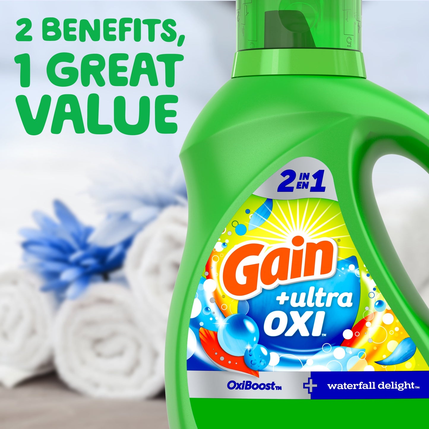 Gain Ultra Oxi Liquid Laundry Detergent, 107 Loads, 154 fl oz