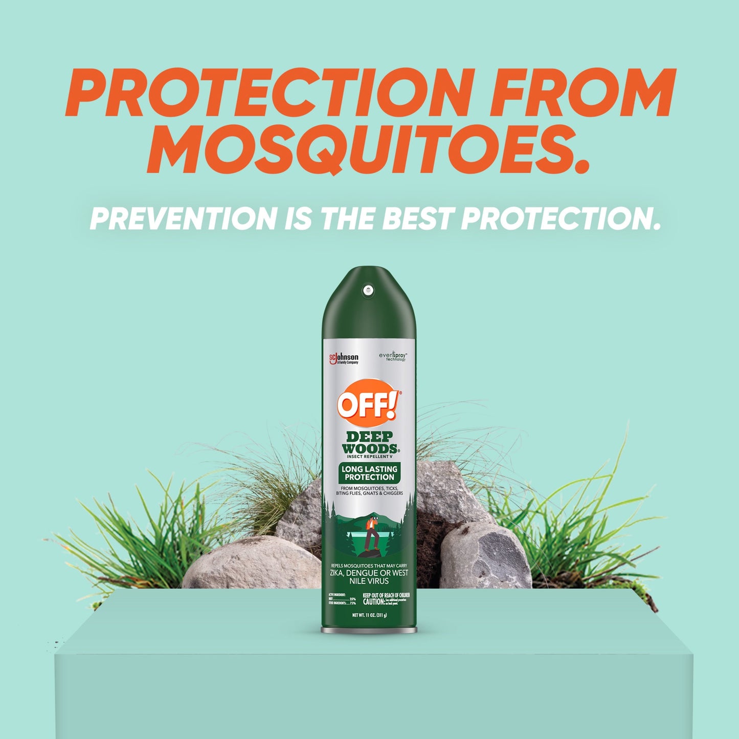 OFF! Deep Woods Insect Repellent V, Up to 8 Hours of Mosquito Protection with DEET, 11 oz