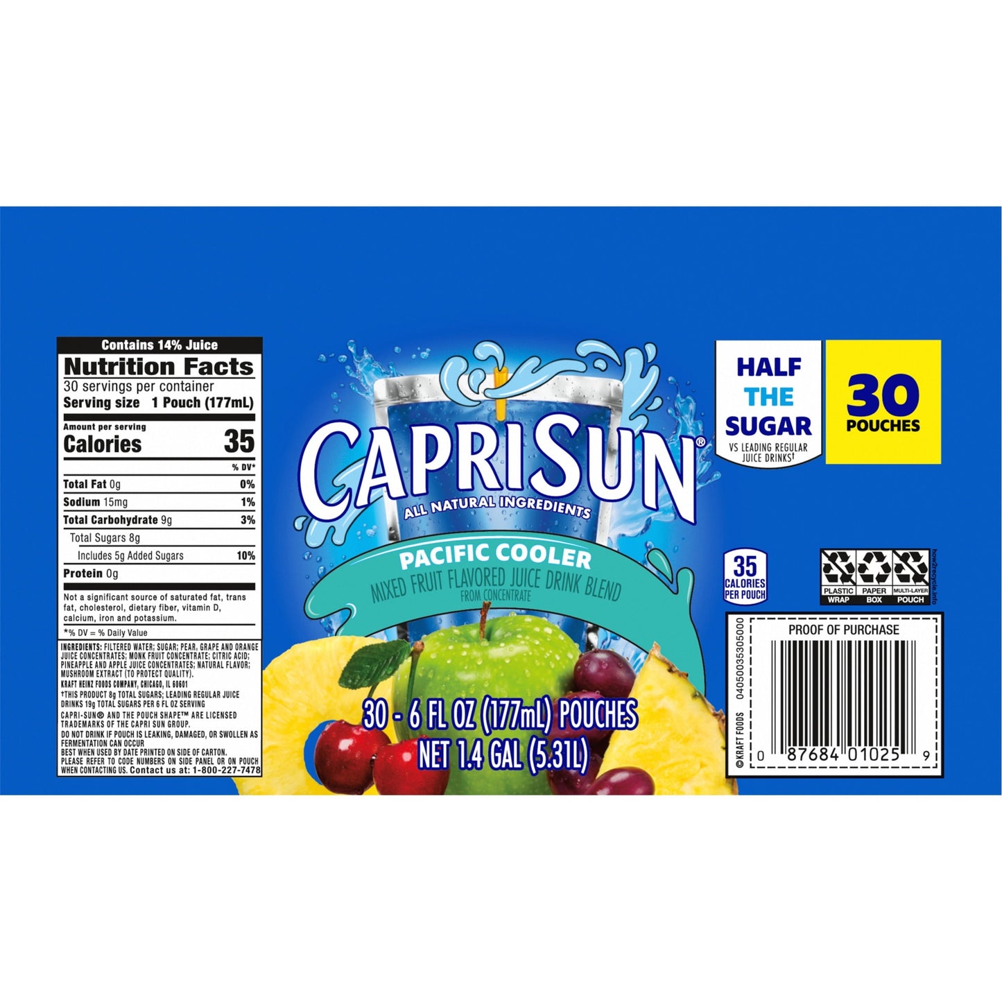 Capri Sun Pacific Cooler Mixed Fruit Juice Box Pouches, 30 ct Box, 6 fl oz Pouches