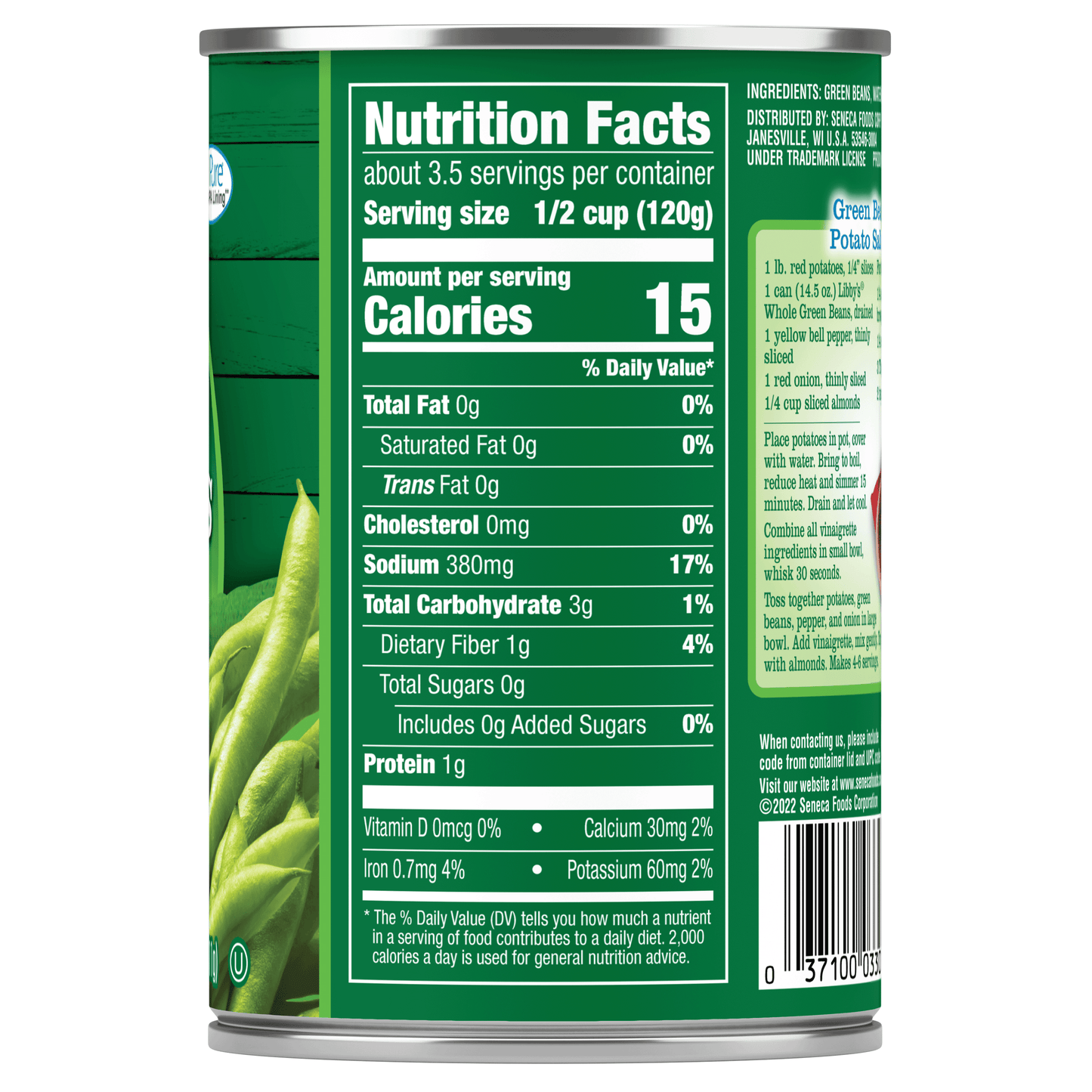 Libby's Canned Whole Green Beans, 14.5 oz Can