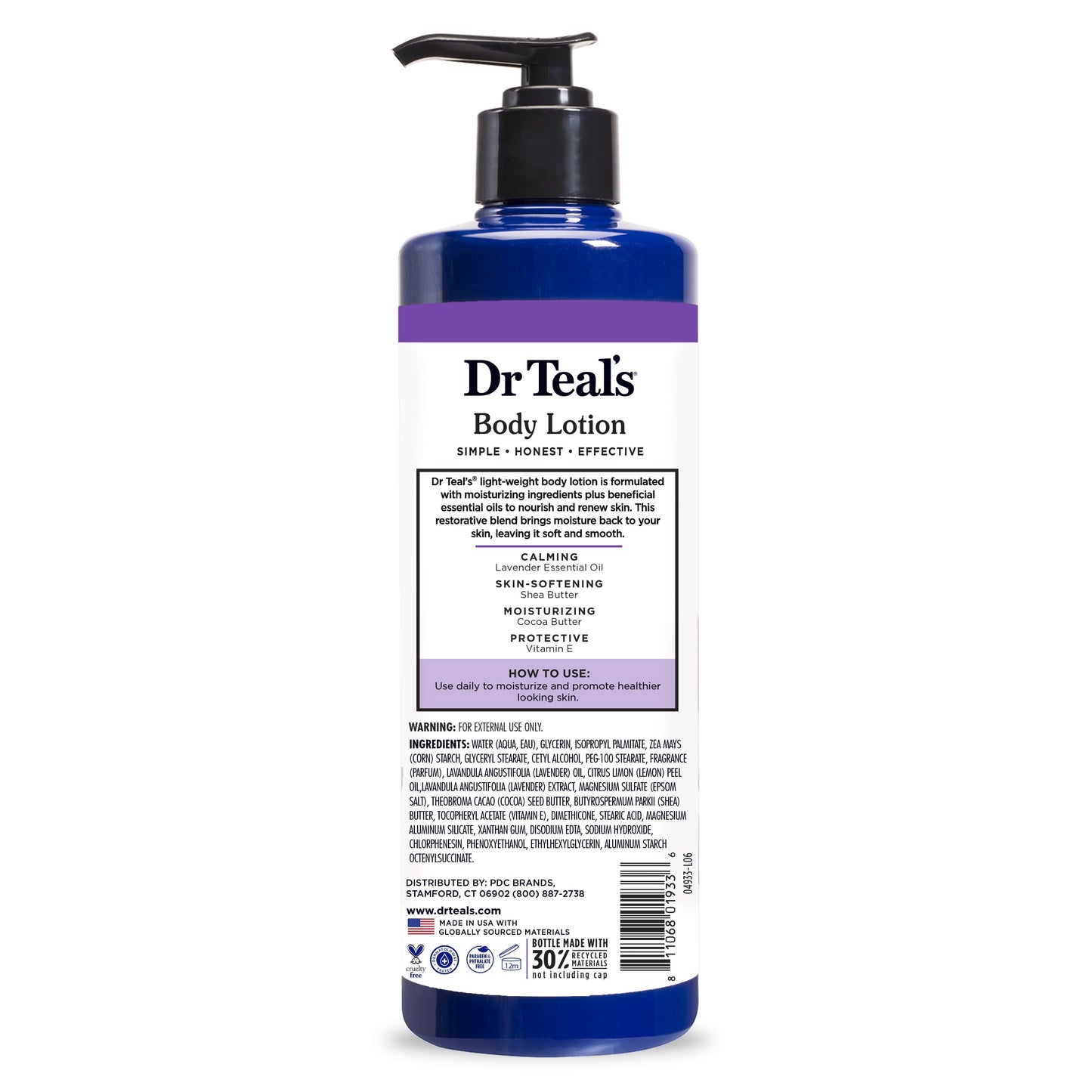 Dr Teal's Body Lotion, 24 Hour Moisture + Soothing with Lavender Essential Oil, 18 fl oz.