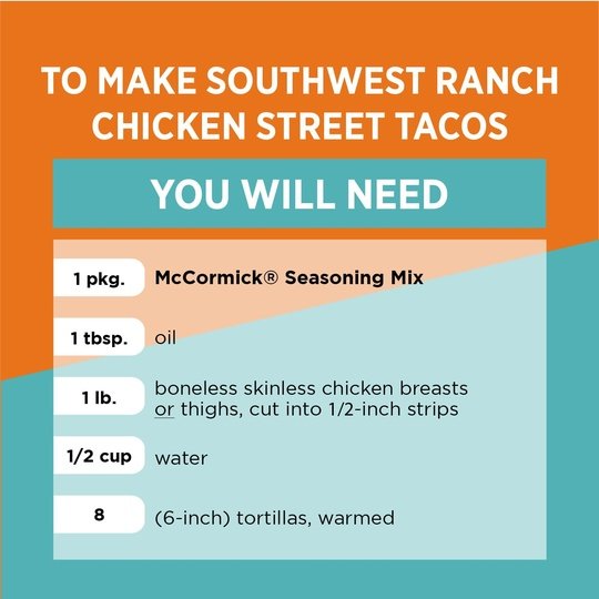 McCormick Taco Seasoning Mix - Southwest Ranch Chicken, 0.87 oz Mixed Spices & Seasonings