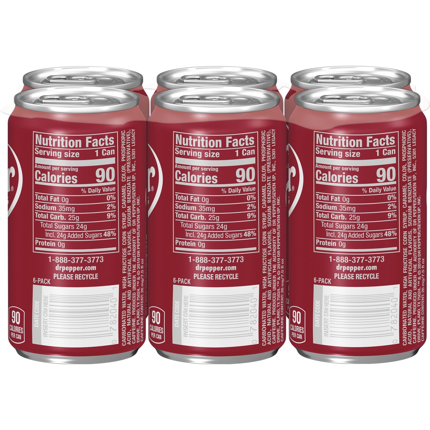 Dr Pepper Soda, 7.5 fl oz cans, 6 pack