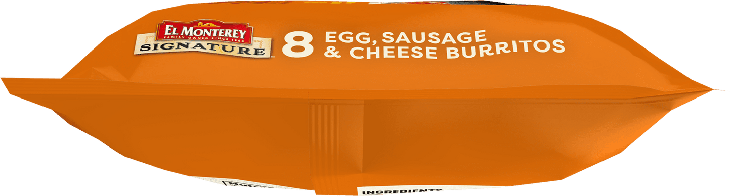 El Monterey Signature Egg, Sausage & Cheese Breakfast Burritos 36 oz, 8 Ct (Frozen)