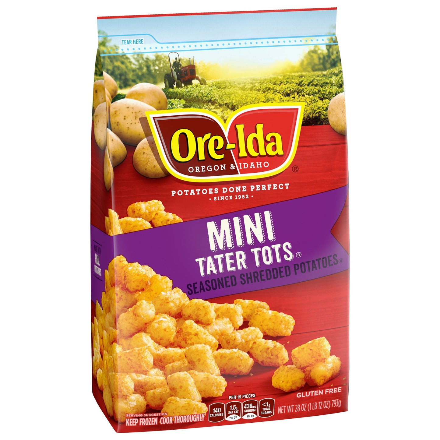 Ore-Ida Mini Tater Tots Seasoned Shredded Frozen Potatoes, 28 oz Bag