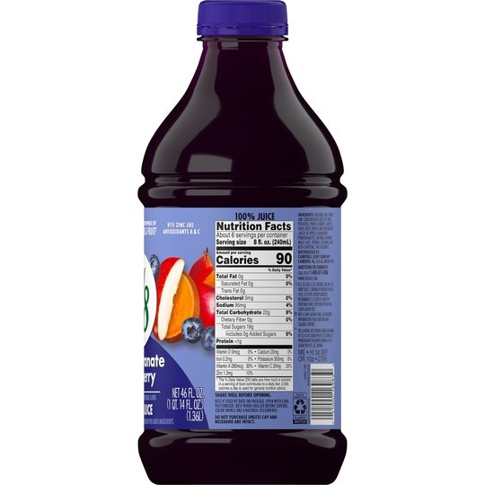 V8 Blends 100% Juice Pomegranate Blueberry Juice, 46 fl oz Bottle