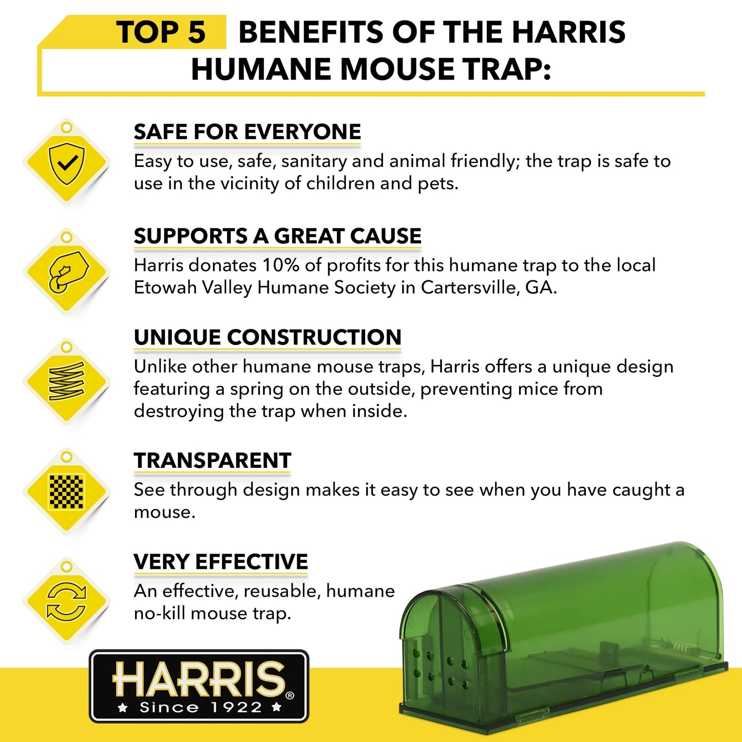 Harris Reusable Catch & Release Humane Mouse Trap, 1 Trap