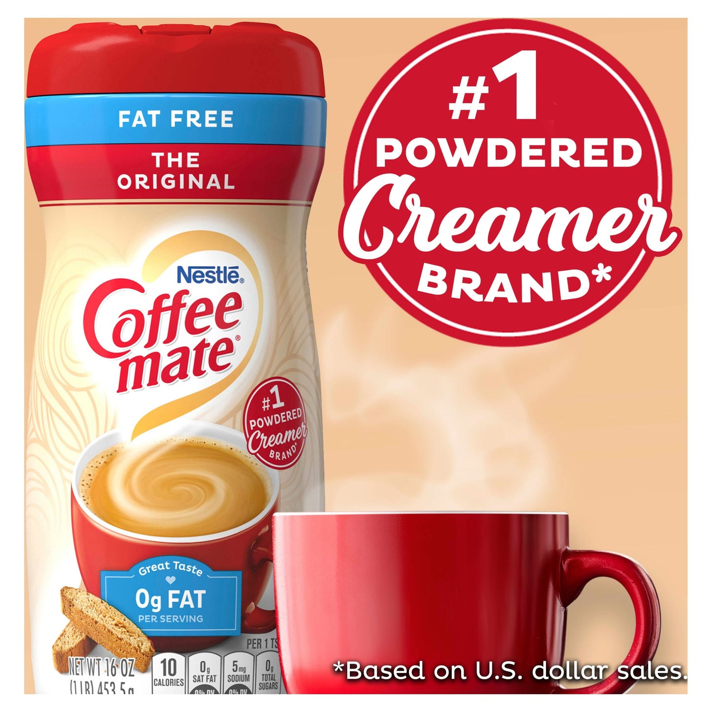 Nestle Coffee mate Original Fat Free Powdered Coffee Creamer, 16 oz