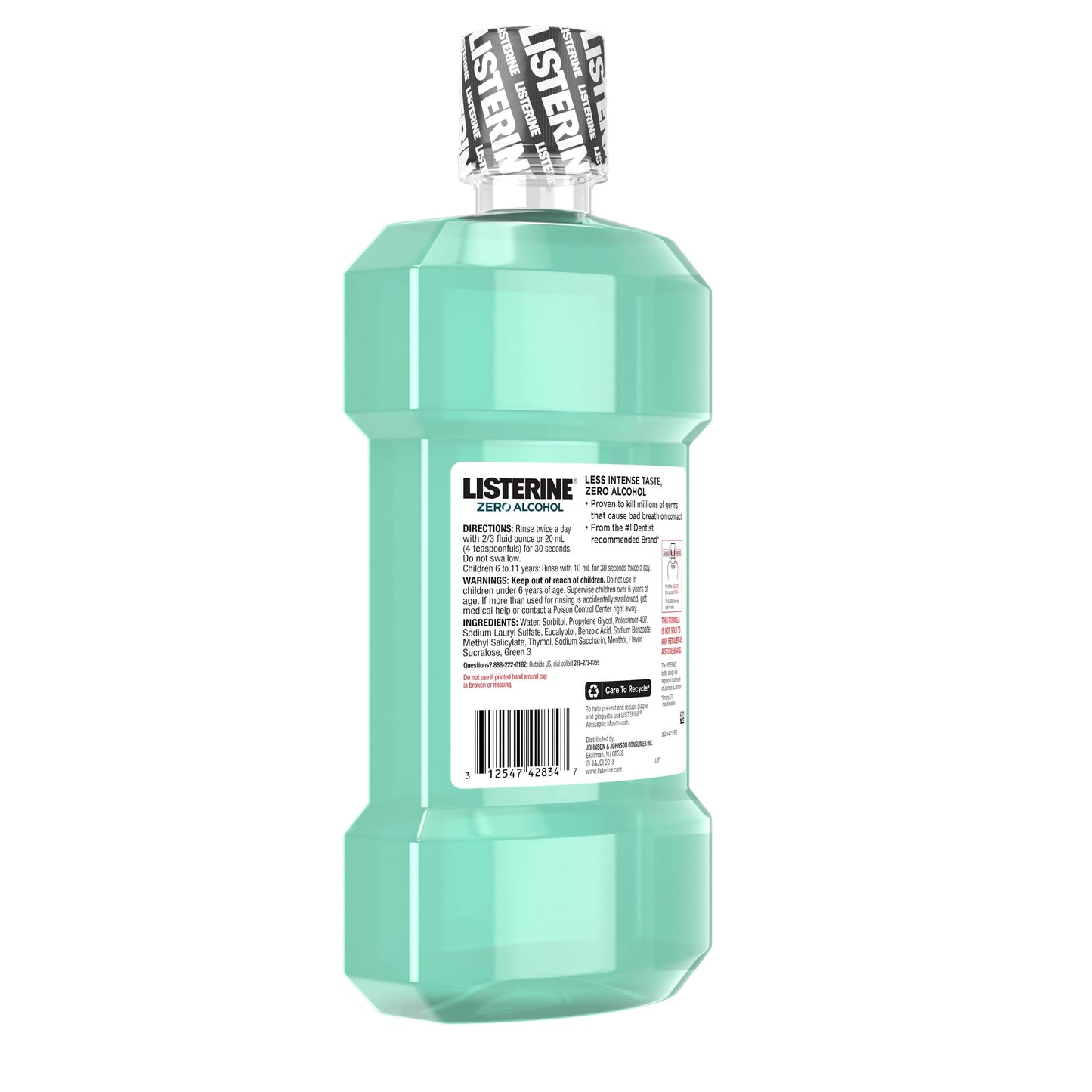 Listerine Zero Alcohol-Free Mouthwash for Bad Breath, Cool Mint, 1.5 L