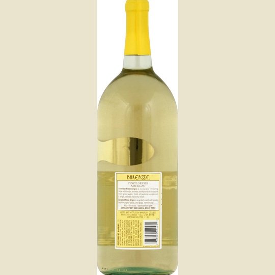 Barefoot Cellars Pinot Grigio White Wine, California,1.5 Liter Glass Bottle