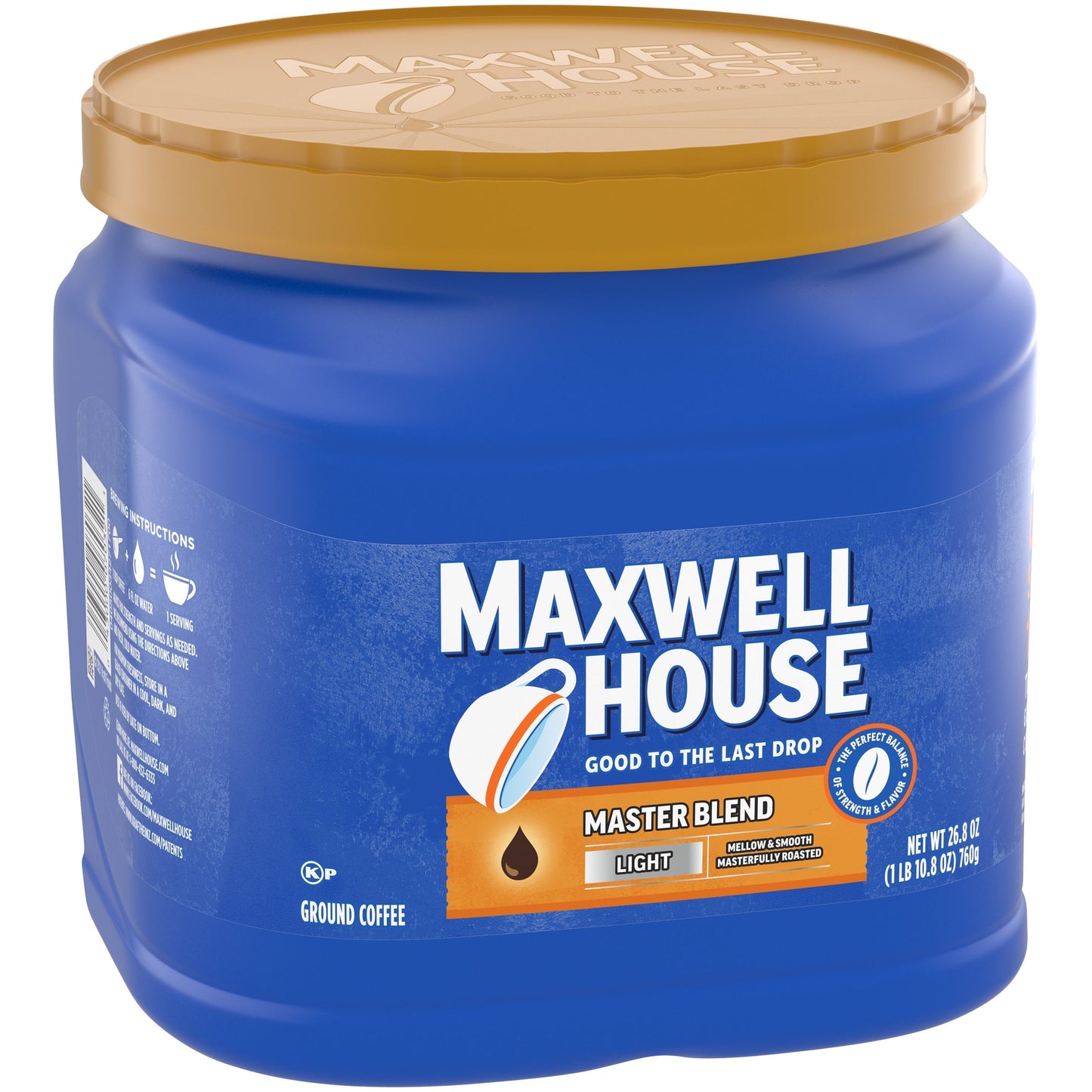 Maxwell House Master Blend Light Roast Ground Coffee, 26.8 oz. Canister