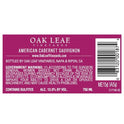 Oak Leaf Vineyards Cabernet Sauvignon Red Wine, 750 ml Glass, ABV 13.00%, 5- 5oz servings, California