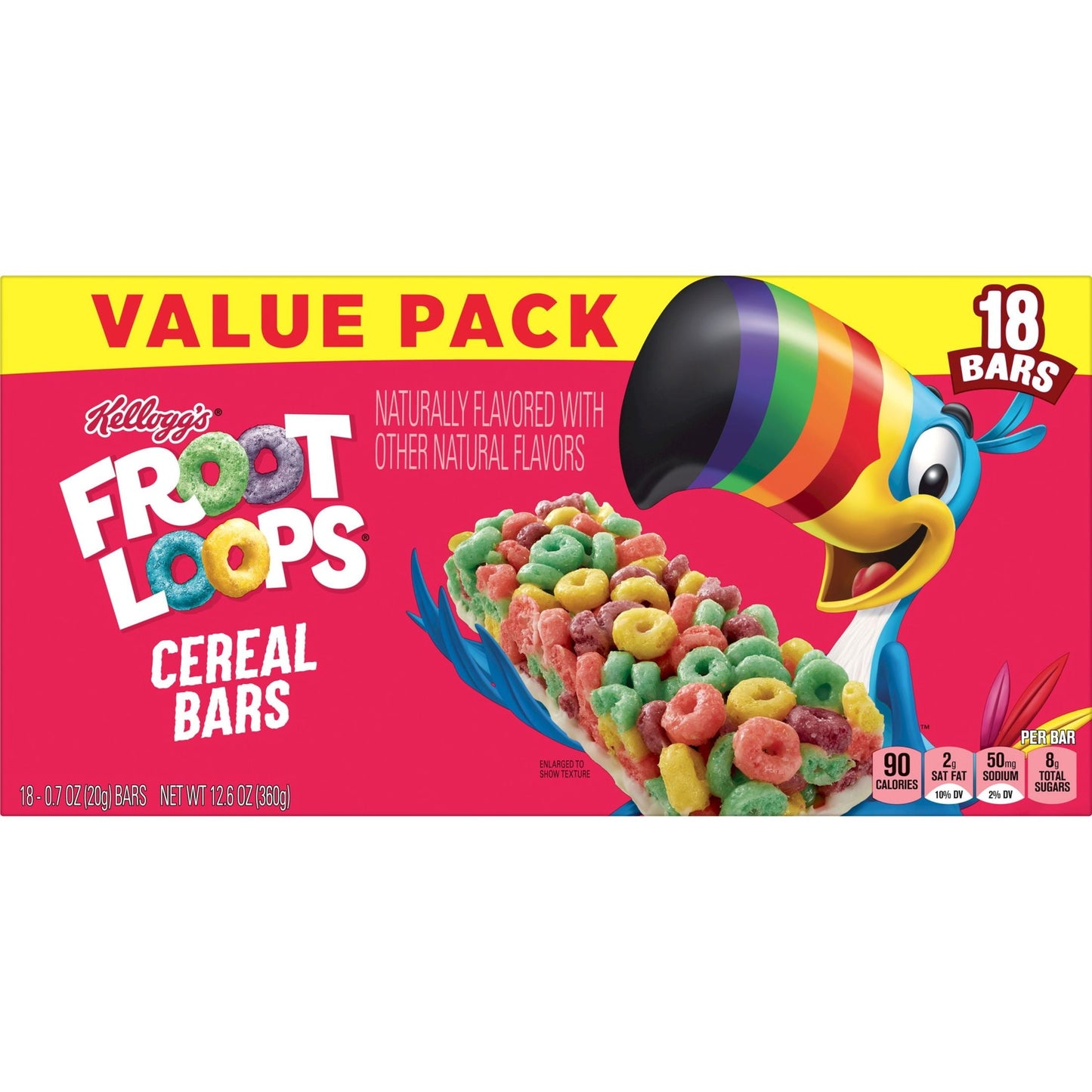 Kellogg's Froot Loops Original Chewy Cereal Bars, Ready-to-Eat, 12.6 oz, 18 Count