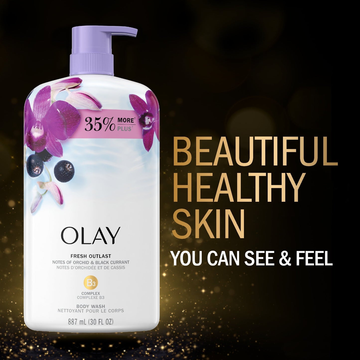 Olay Fresh Outlast Body Wash, Orchid & Black Currant, 30 fl oz