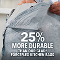 Glad ForceFlex MaxStrength 13 Gallon Tall Kitchen Drawstring Trash Bags, Gain Original, 20 Bags