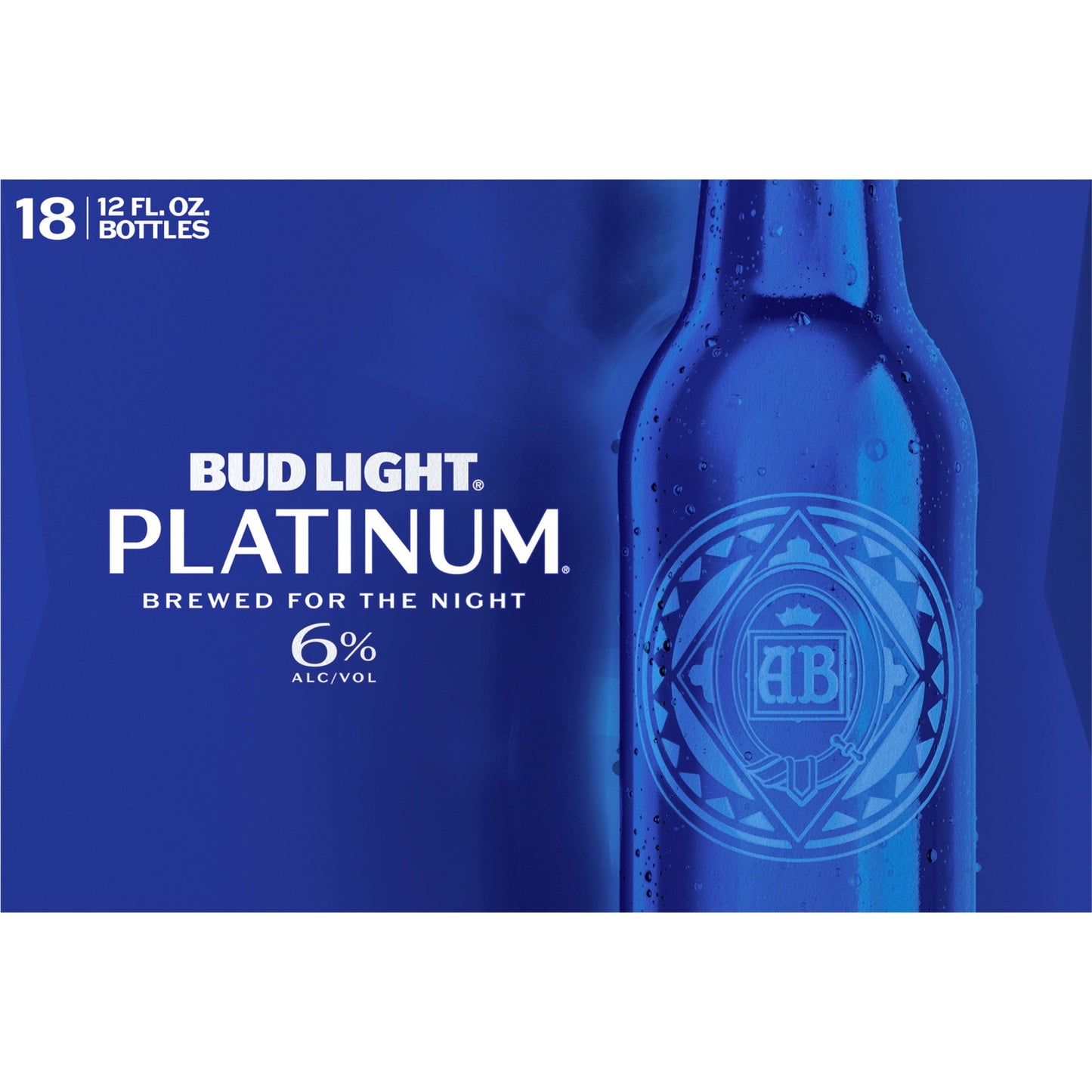 Bud Light Platinum Beer, 18 Pack Beer, 12 fl oz Glass Bottles, 6 % ABV, Domestic Lager