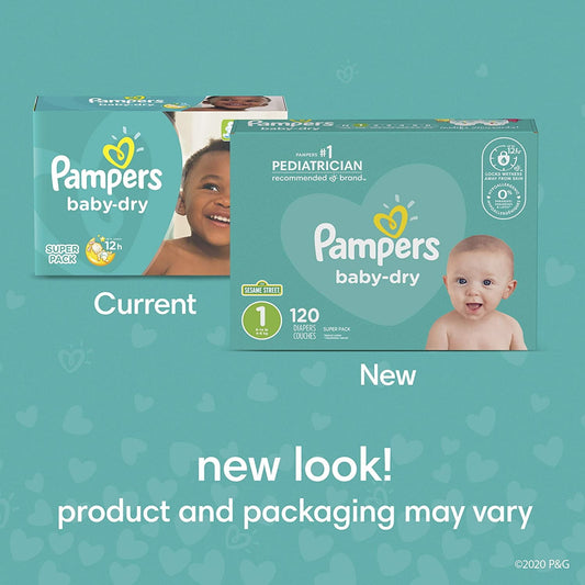 Diapers Newborn/Size 1 (8-14 lb), 120 Count - Pampers Baby Dry DisposableBaby Diapers, Super Pack