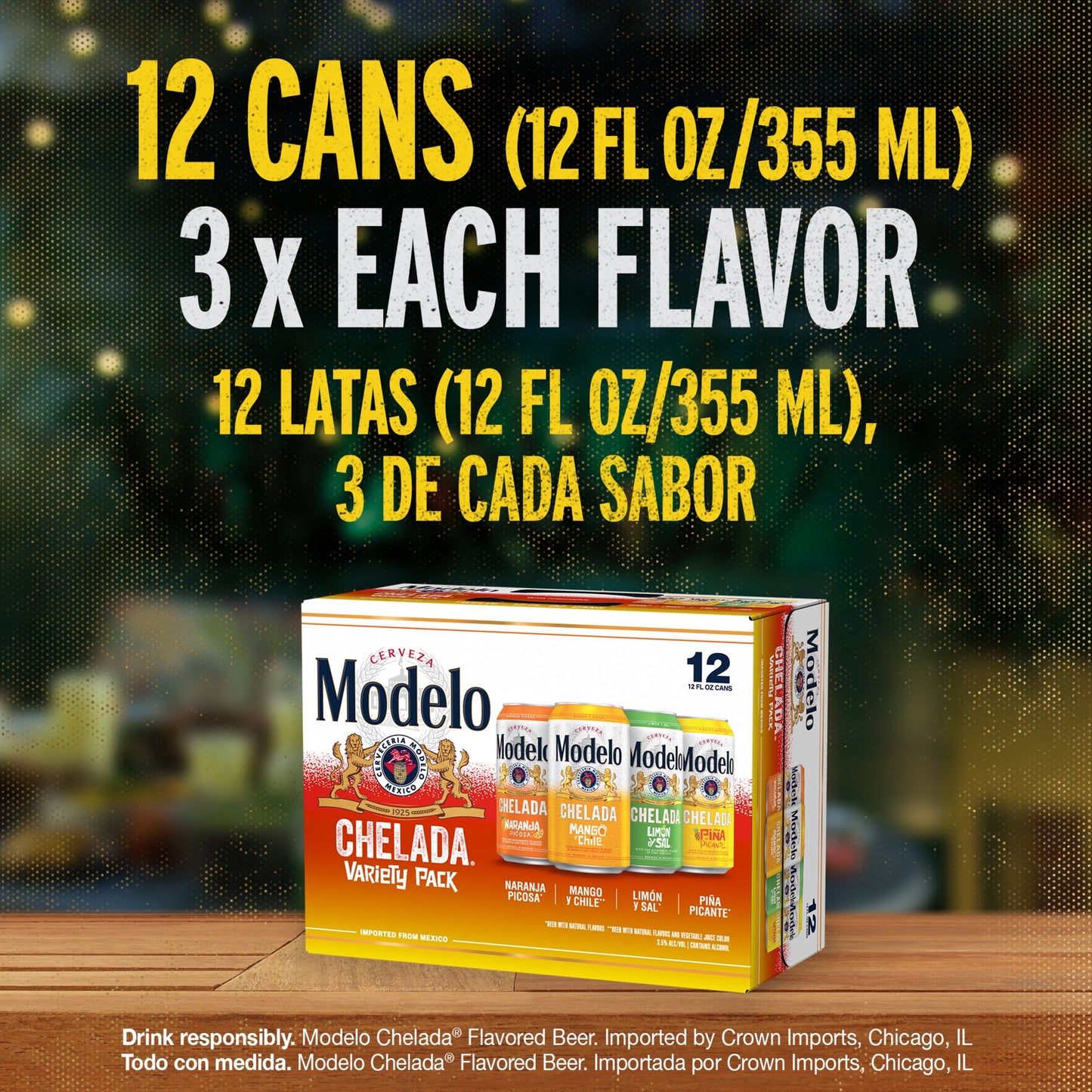 Modelo Chelada Variety Pack Mexican Import Flavored Beer, 12 Pack Beer, 12 fl oz Cans, 3.5% ABV