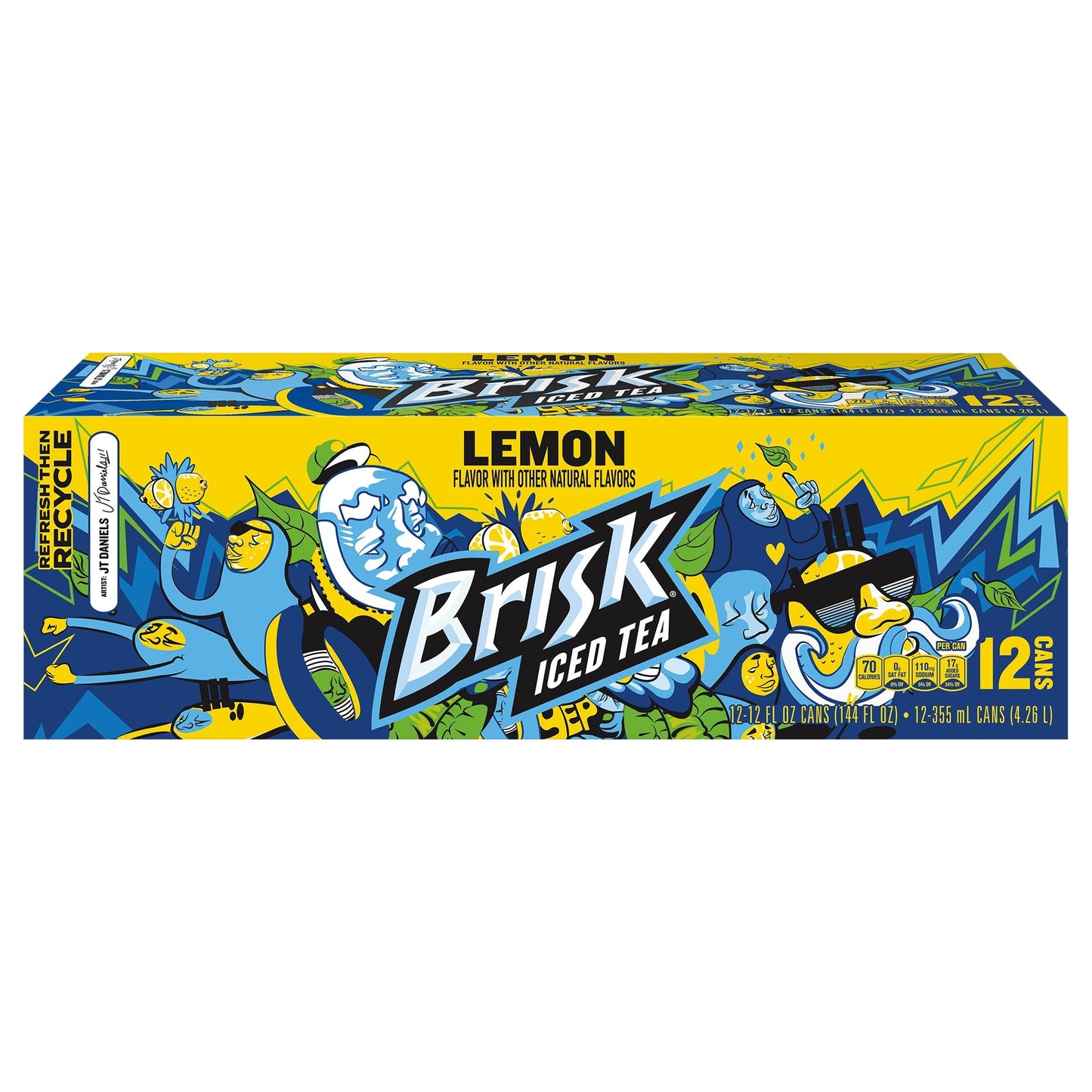 Brisk Lemon Iced Tea, bold lemon flavor, 12 fl oz, 12 Pack Cans