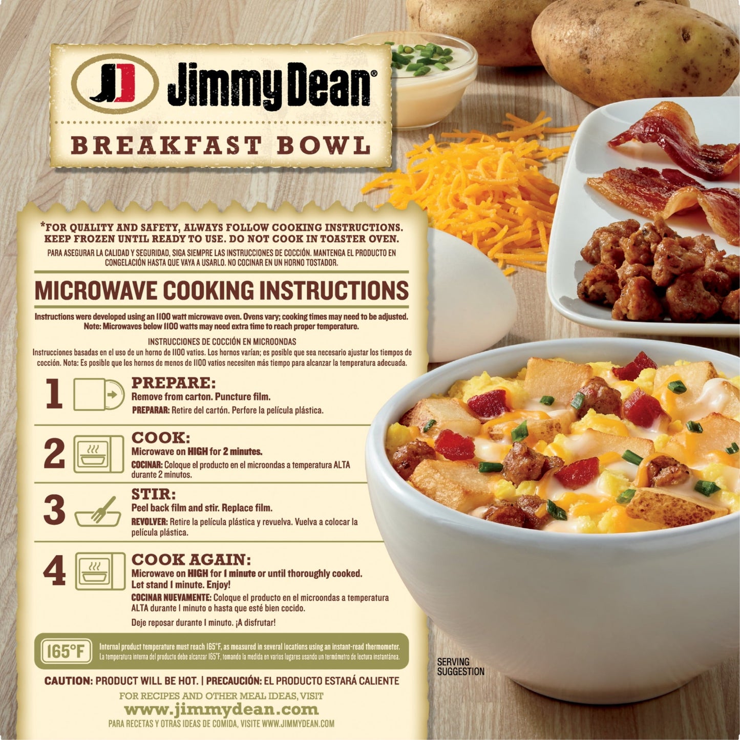 Jimmy Dean Sausage Cheese Loaded Potato Breakfast Bowl, 7 oz (Frozen)