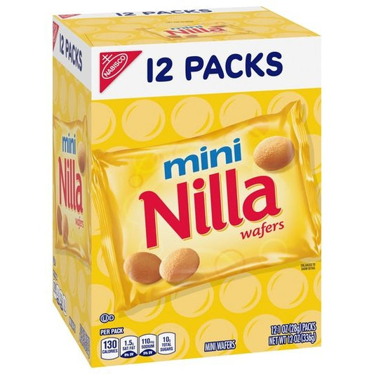 Nilla Wafers Mini Cookies, Vanilla Wafers, 12 Snack Packs