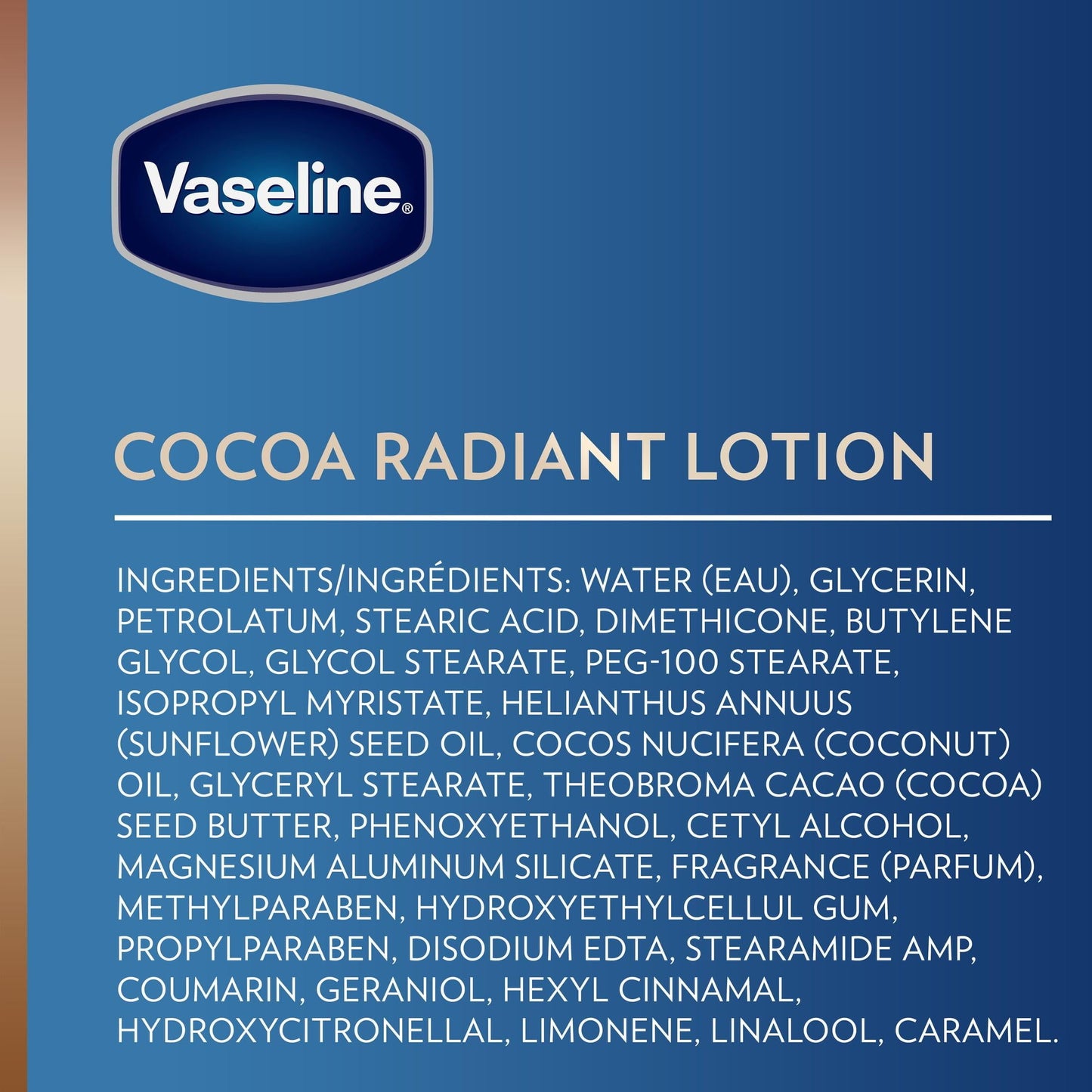 Vaseline Intensive Care Radiant Non Greasy Moisturizing Body Lotion, Cocoa, 20.3 fl oz