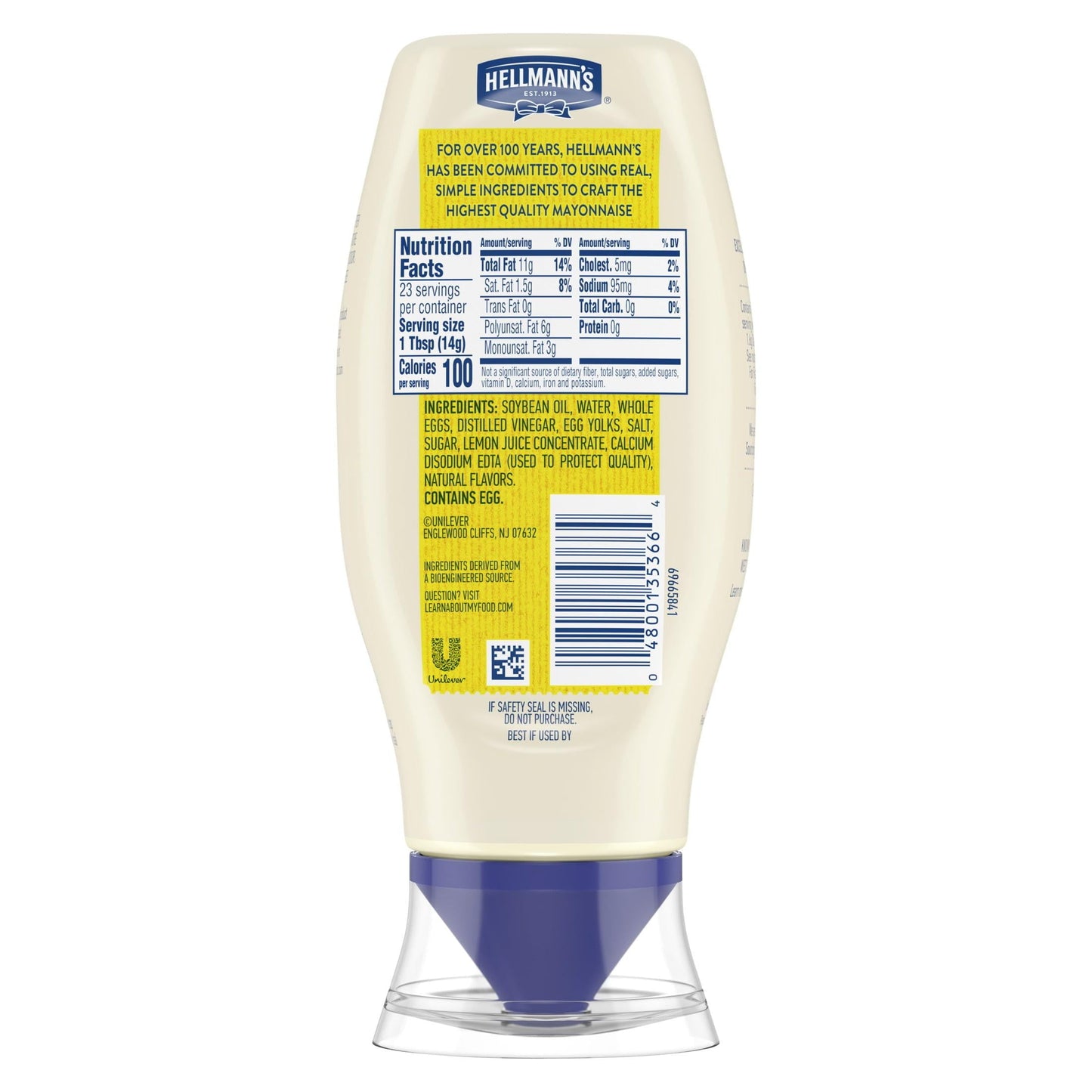 Hellmann's Made with Cage Free Eggs Real Mayonnaise, 11.5 fl oz Bottle