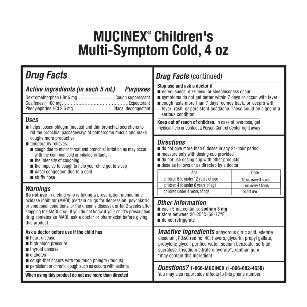 Mucinex Children's Cold & Flu Medicine, Multi-Symptom Relief, 4 fl oz