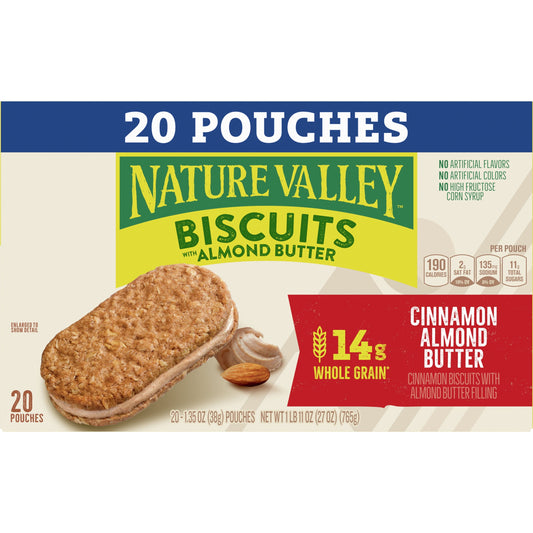 Nature Valley Cinnamon Biscuits with Almond Butter Filling, 20 Count, 27 OZ