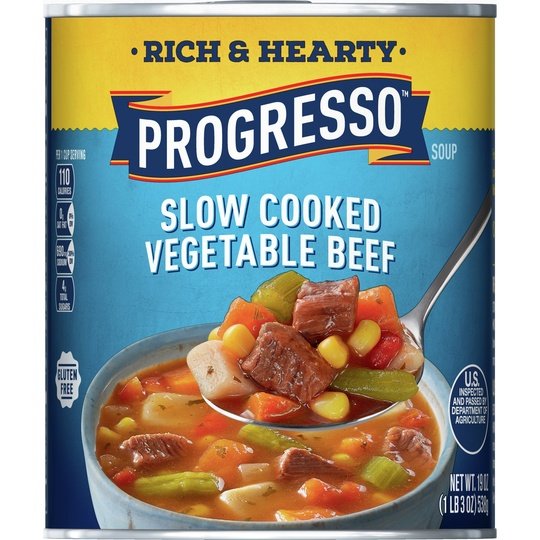 Progresso Rich & Hearty, Slow Cooked Vegetable Beef Canned Soup, Gluten Free, 19 oz.