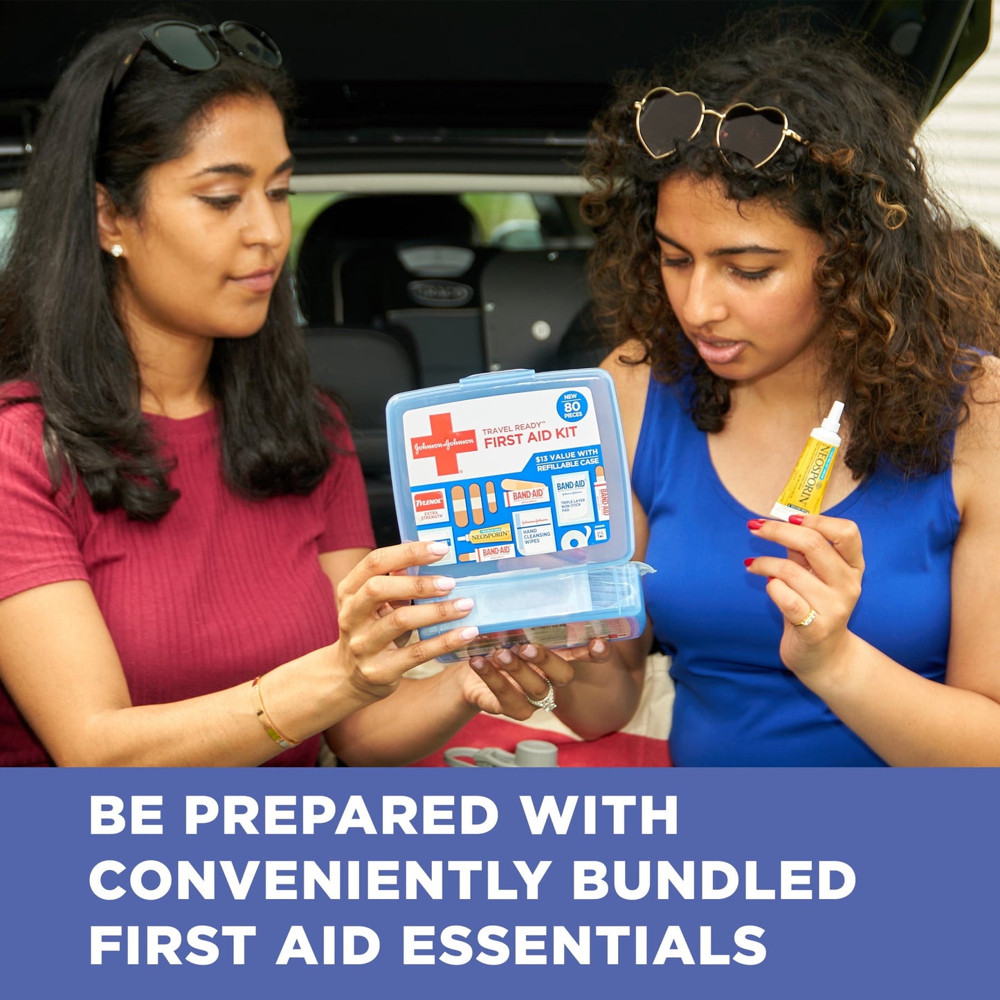 Johnson & Johnson Travel Ready Portable Emergency First Aid Kit, 80 pc