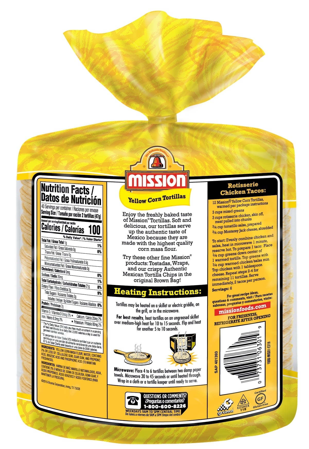 Mission Yellow Corn Tortillas, 80 Count