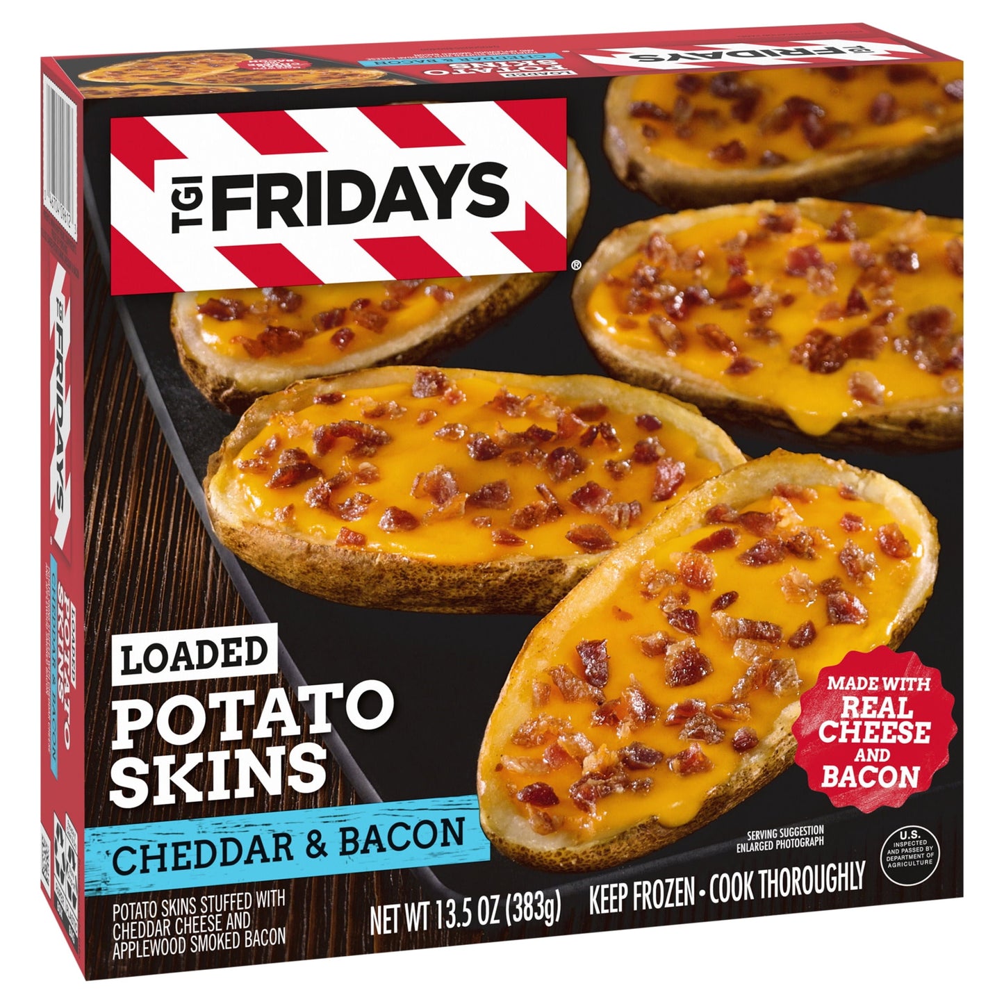 TGI Fridays Loaded Cheddar & Bacon Potato Skins Frozen Snacks & Appetizers, 13.5 oz Box Regular