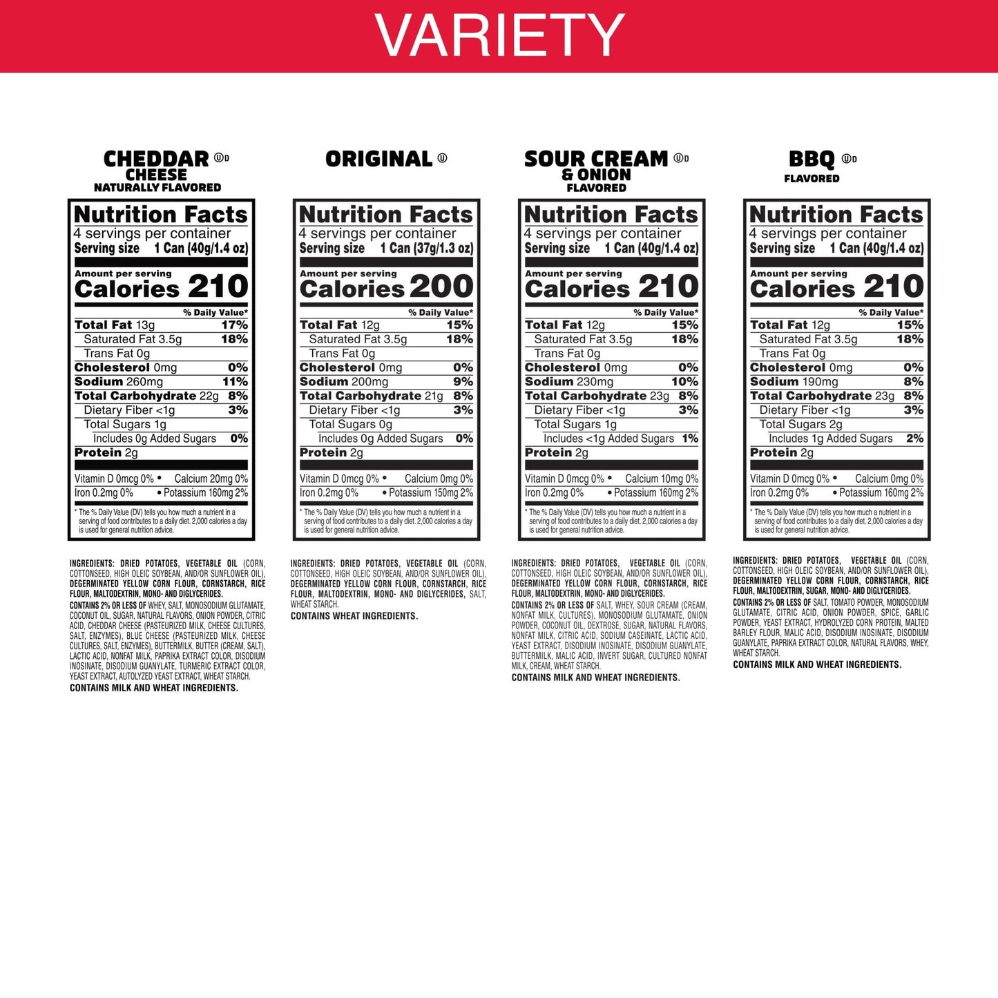 Pringles Variety Pack Potato Crisps Chips, 22 oz, 16 Count