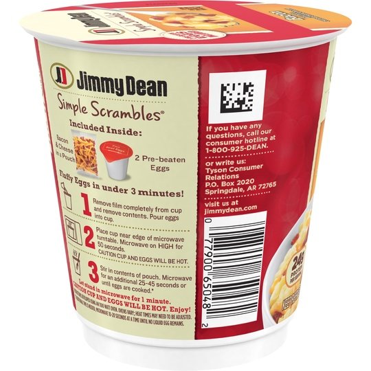 Jimmy Dean Simple Scrambles Bacon Quick Breakfast Cup, 5.35 oz