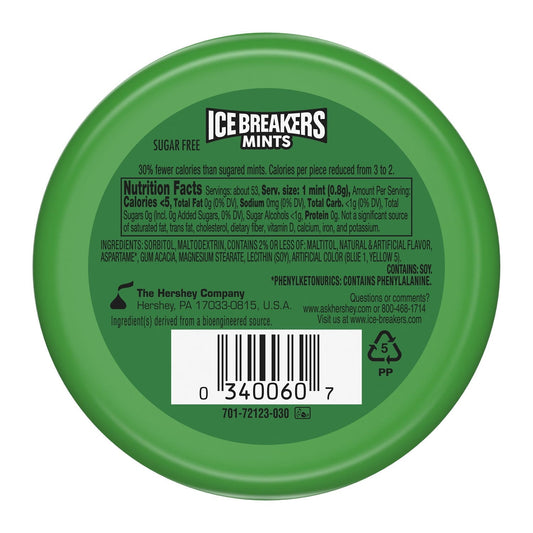 Ice Breakers Spearmint Sugar Free Mints, Tin 1.5 oz