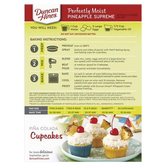 Duncan Hines Signature Perfectly Moist Pineapple Supreme Naturally Flavored Cake Mix, 15.25 oz