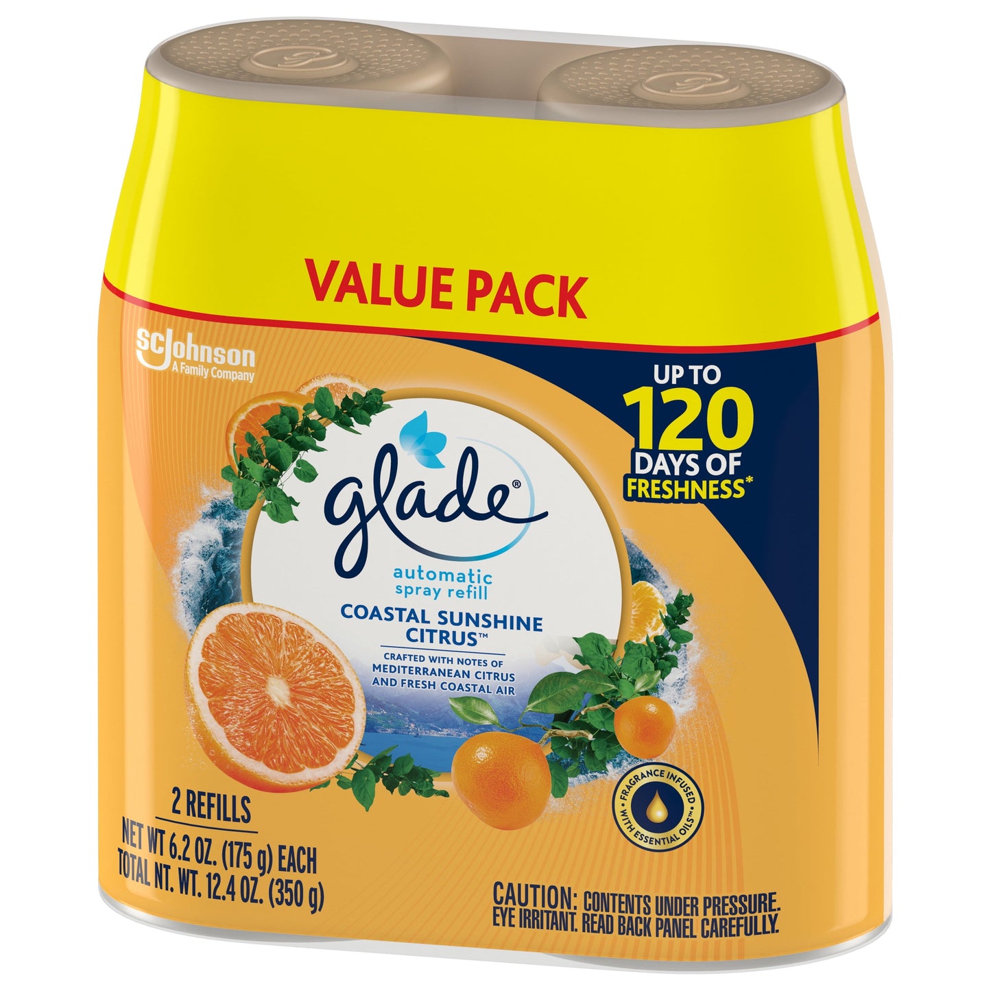 Glade Automatic Spray Refills, Air Freshener, Coastal Sunshine Citrus™, 2 x 6.2 oz