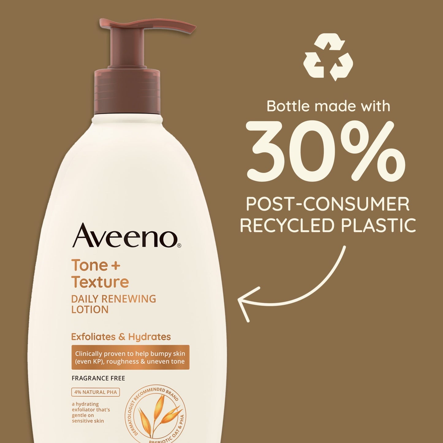 Aveeno Tone + Texture Renewing Hand and Body Lotion for Sensitive Skin, Fragrance Free, 18 oz