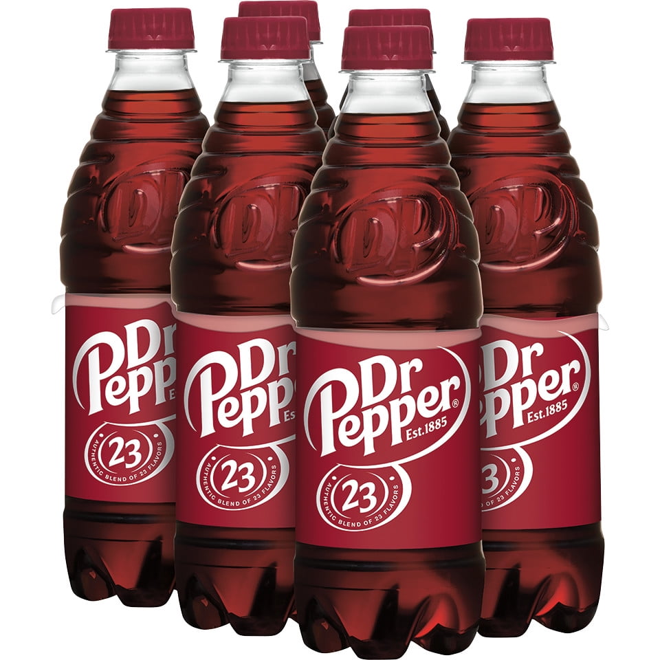 Dr Pepper Soda, .5 L bottles, 6 pack