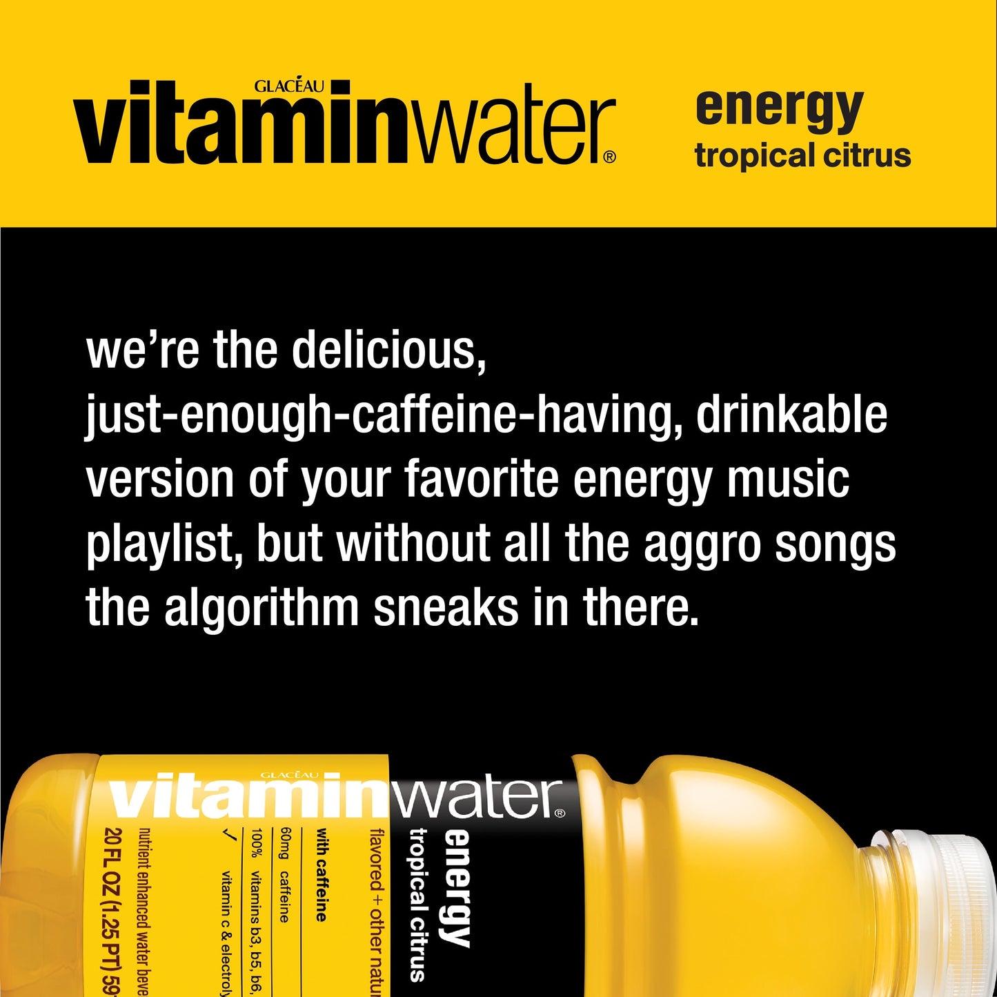 vitaminwater energy electrolyte enhanced water, tropical citrus drink, 20 fl oz bottle