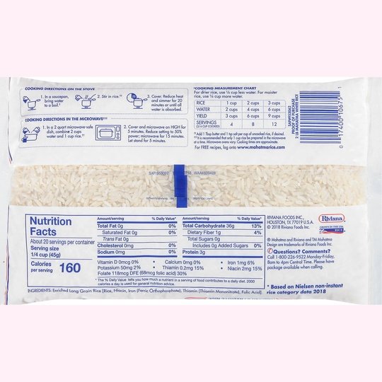 Mahatma Enriched White Rice, Extra Long Grain Rice, 2 lb Bag