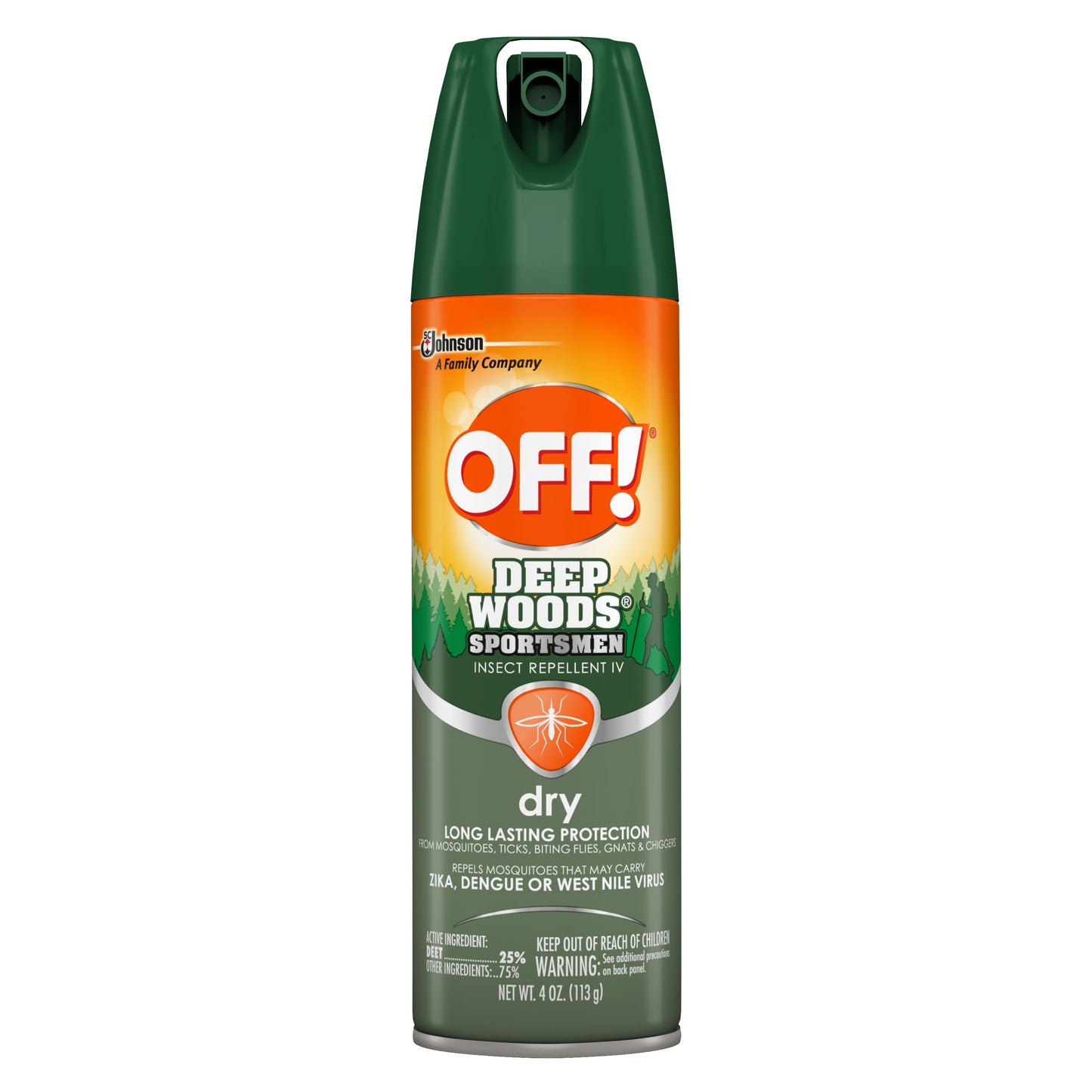 OFF! Sportsmen Deep Woods Dry Insect Repellent IV, Non-Greasy Mosquito Spray, 4 oz