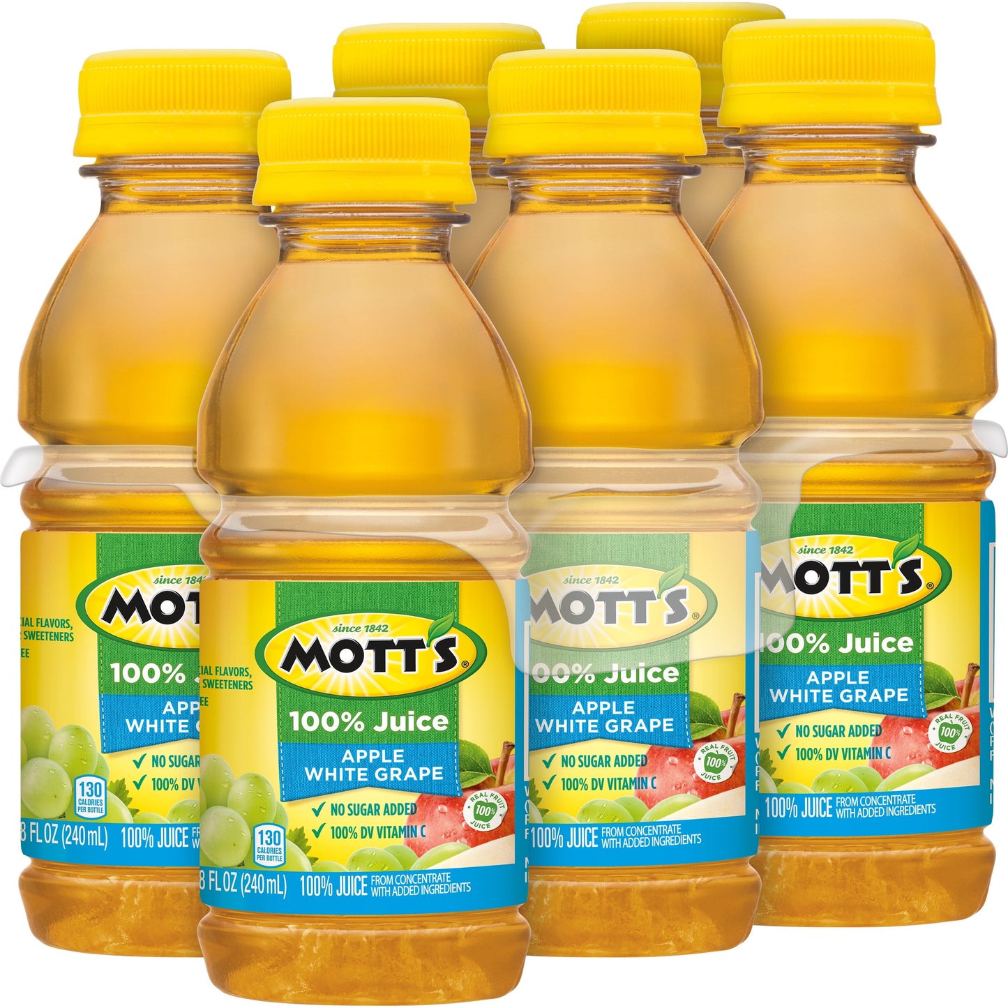 Mott's 100% Juice Apple White Grape Juice, 8 fl oz, 6 Count Bottles