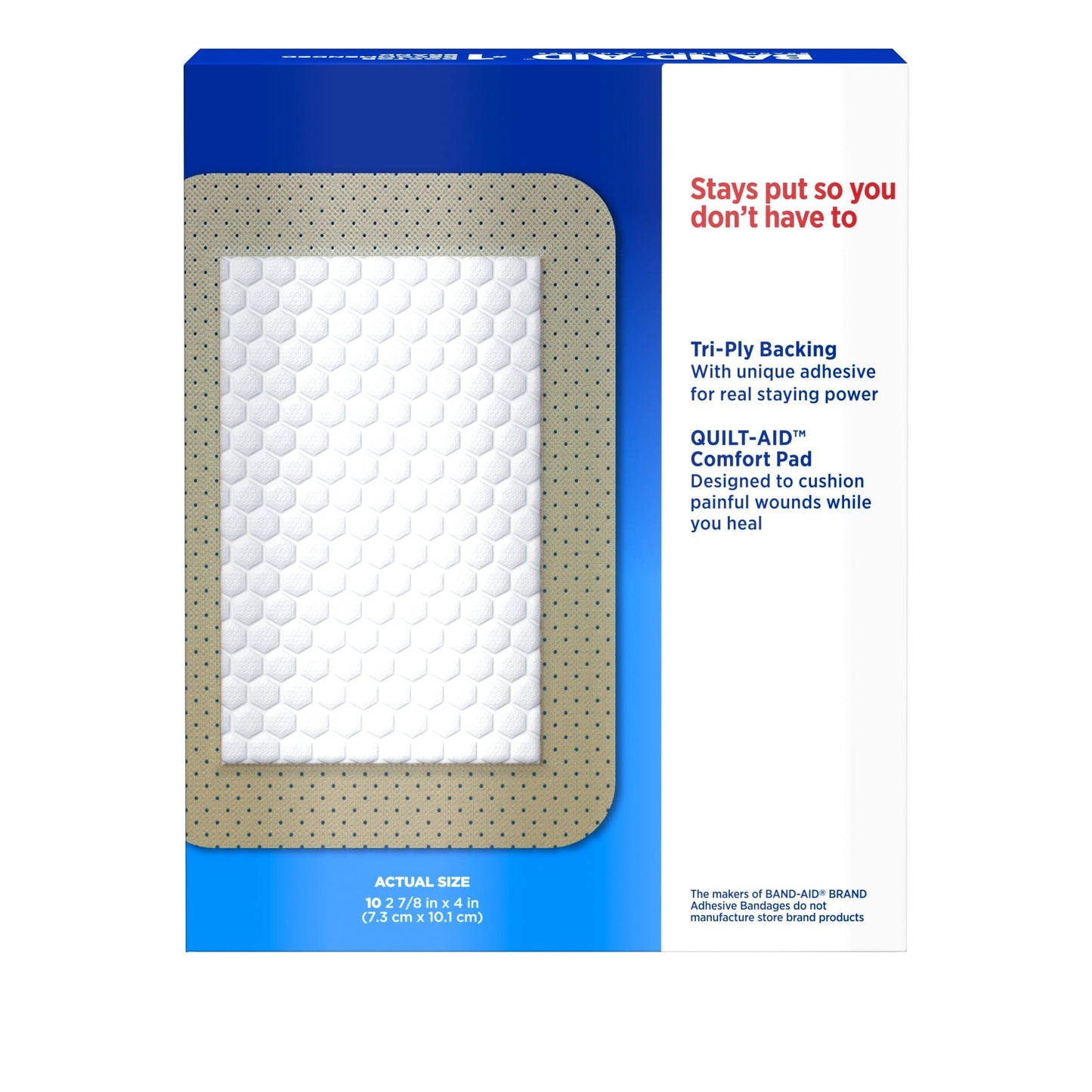 Band-Aid Brand Tru-Stay Adhesive Pads, Large Sterile Bandages, 10 ct
