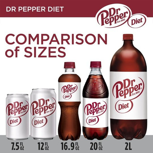 Diet Dr Pepper Soda, .5 L bottles, 6 pack