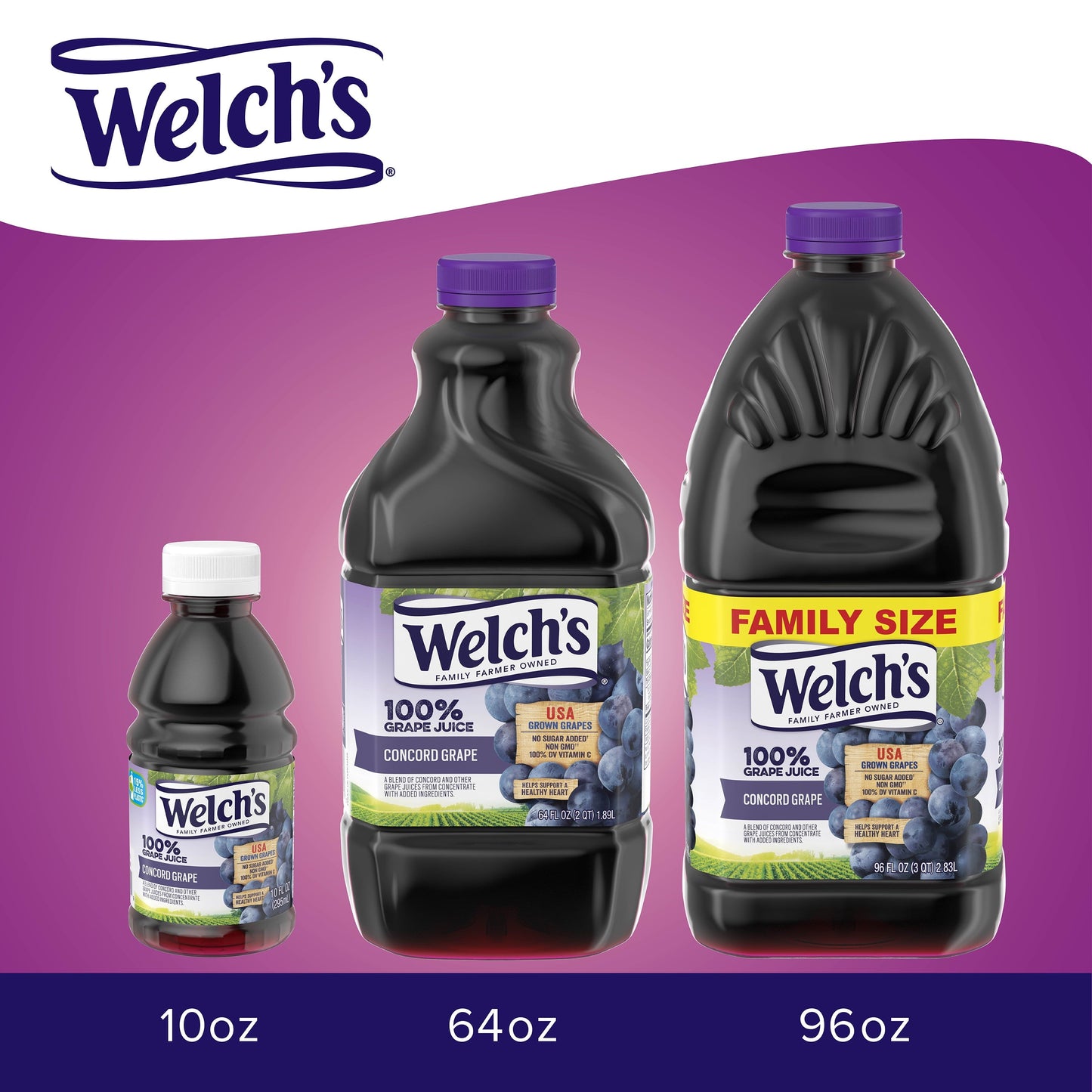 Welch's 100% Grape Juice, Concord Grape, 96 fl oz Bottle