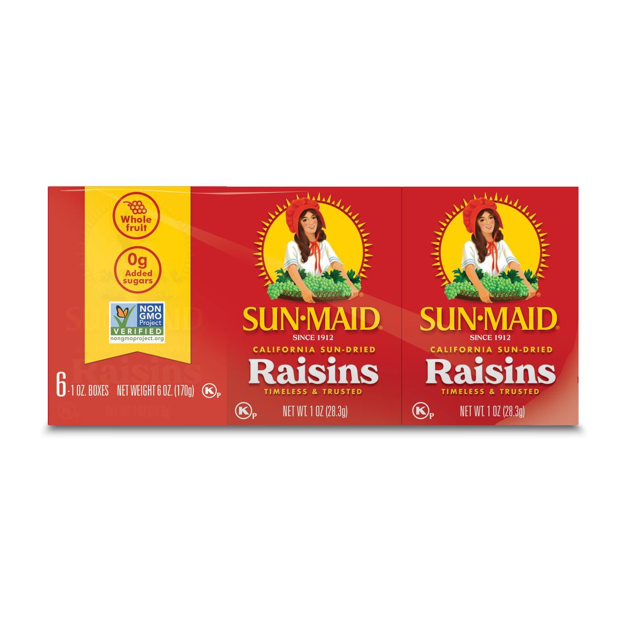 Sun-Maid California Sun-Dried Raisins, Dried Fruit Lunch Box Snack, 1 oz, 6 Count